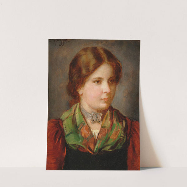 A Young Girl in Traditional Costume with Shawl and Choker by Franz von Defregger