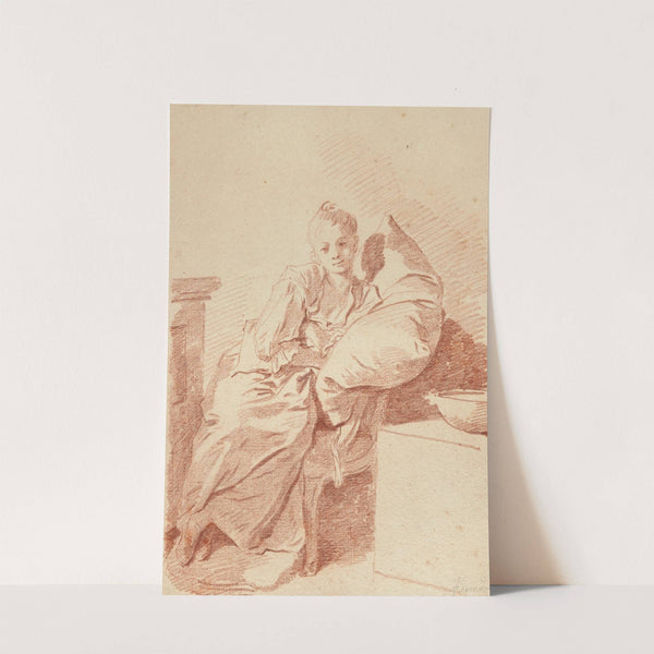 A young girl seated in an interior, leaning against a pillow (‘La Jeune malade’) by Jean-Honoré Fragonard