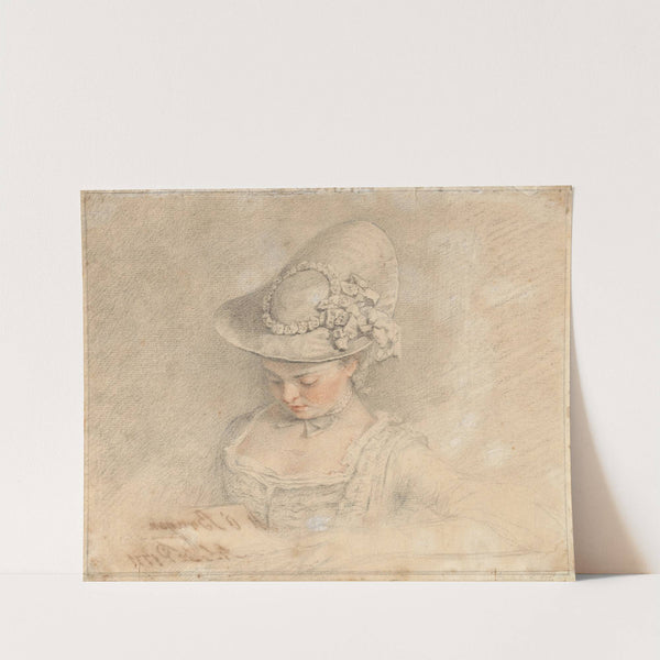 A young girl wearing a bonnet by Jacques André Portail