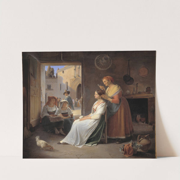 A Young Italian Woman being Adorned by her Mother by Albert Küchler