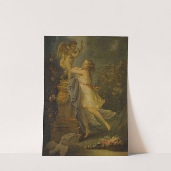 A Young Lady Before A Statue Of Cupid by Antoine-François Callet