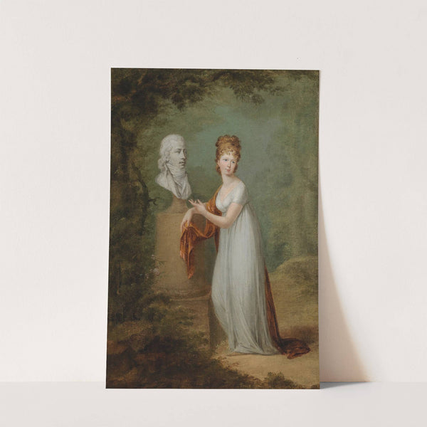 A Young Lady By Her Husband’S Bust In A Park by Alexander Molinari