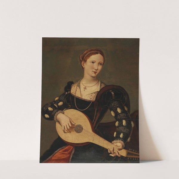 A Young Lady Playing A Lute (16th Century) by Antwerp School
