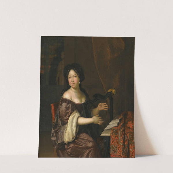 A Young Lady Playing The Harp by Jan Tilius