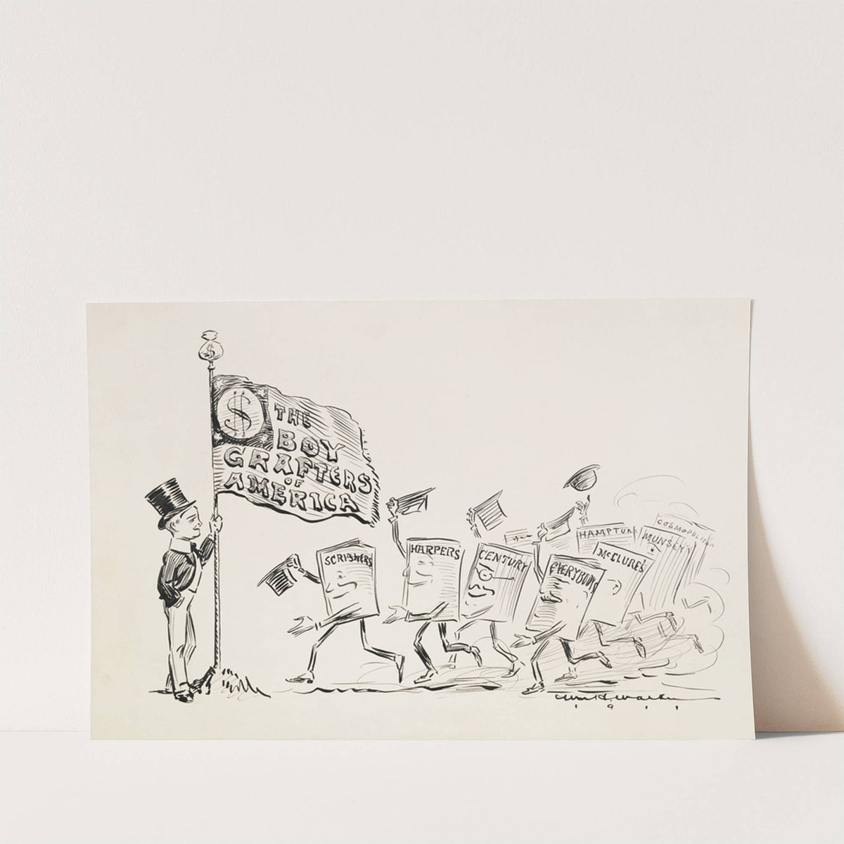A young man holds a sign reading ‘The Boy Grafters of America.’ (1911) by William Henry Walker