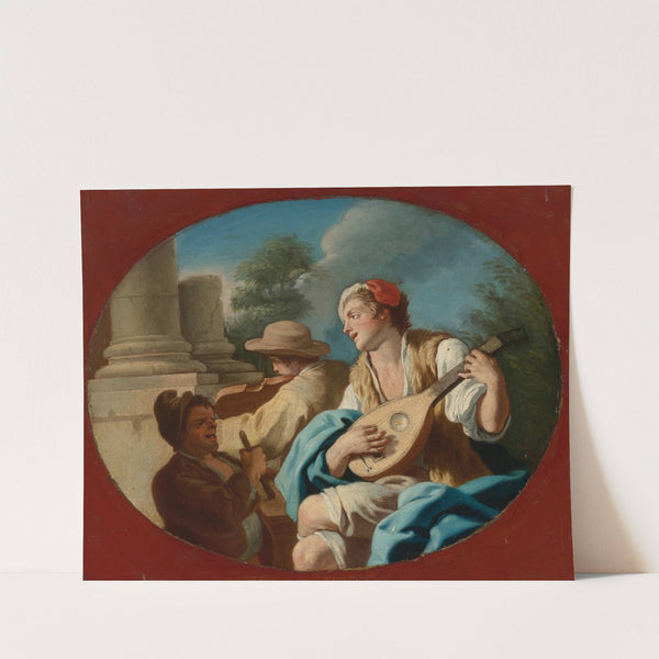 A Young Man Playing The Lute With Others Playing A Violin And A Rommelpot by Pietro Bardellino