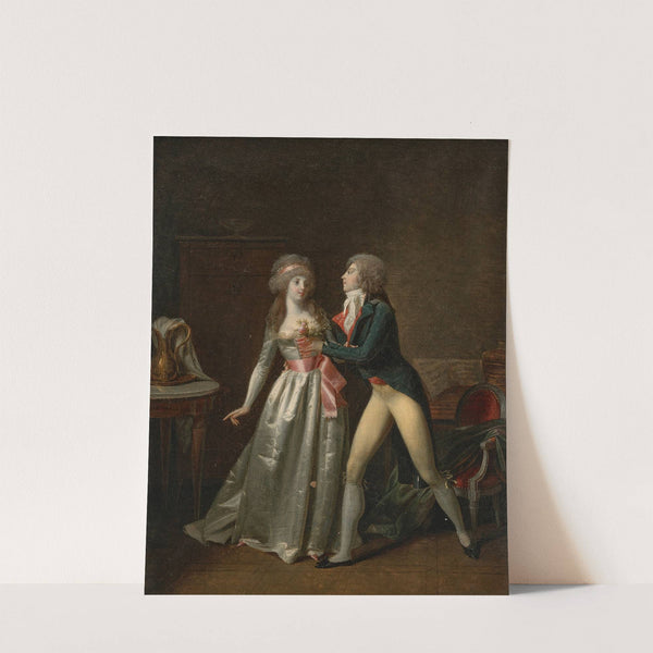 A young man proposing to a lady in an interior by Jean-Simon Fournier