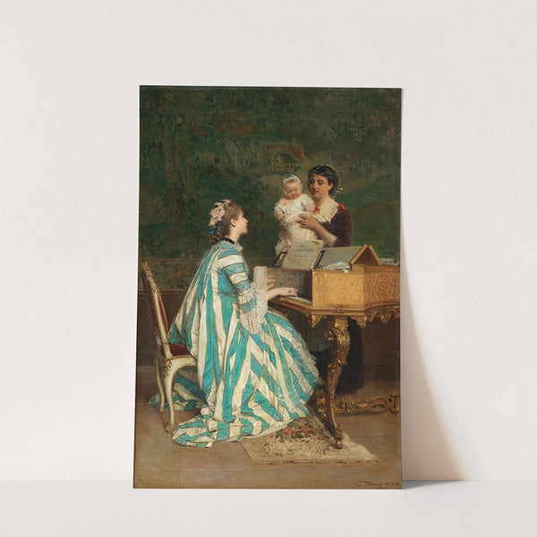 A Young Mother Playing the Hapsichord (1876) by Gerolamo Induno