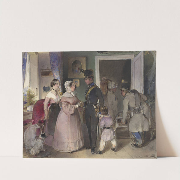 A Young Officer Saying Farewell To His Family by Carl Schindler