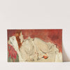 A young red-hair girl sleeping on a bearskin by Alfred Stevens
