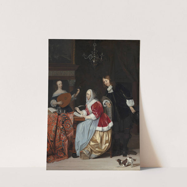 A Young Woman Composing a Piece of Music by Gabriel Metsu