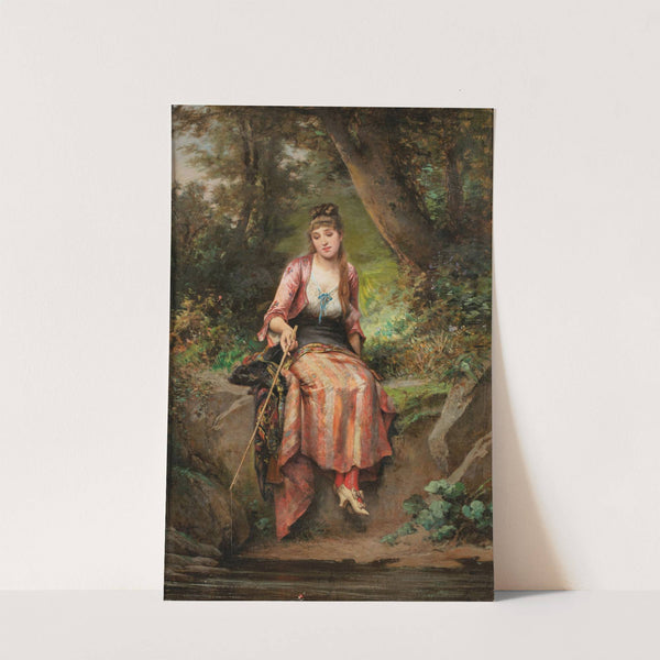 A young woman fishing by Adrien de Boucherville