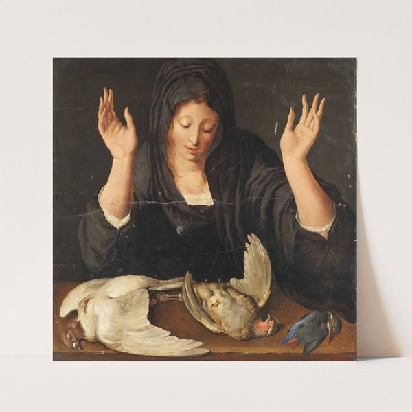 A young woman mourning a dead dove, a partridge, and a kingfisher by Jacob de Gheyn II