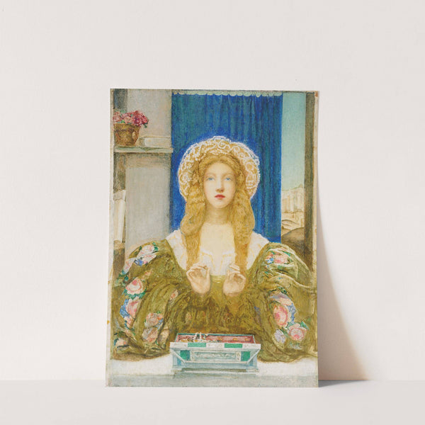 A young woman opening a jewel casket by Alice Macallan Swan