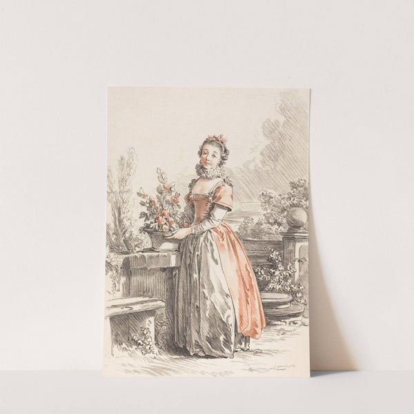 A Young Woman Standing In A Park (c. 1770) by Gilles Demarteau the Elder