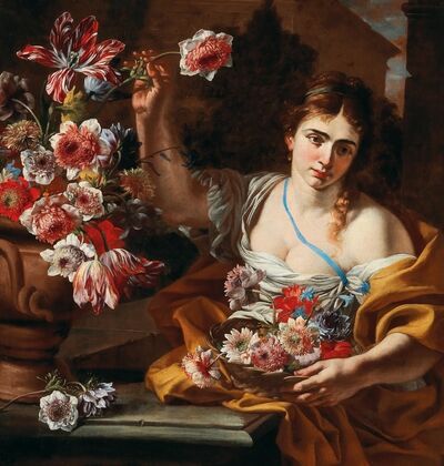 A Young Woman Taking A Flower From A Vase
