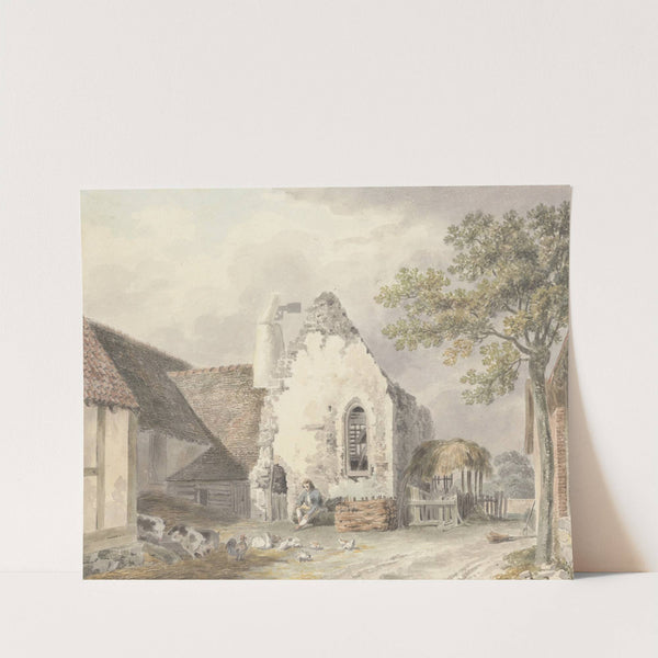 A Youth in a Farmyard with Pigs and Poultry by Michael Angelo Rooker