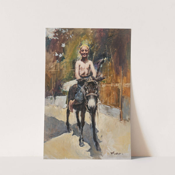 A Youth Riding a Donkey by Romualdo Locatelli
