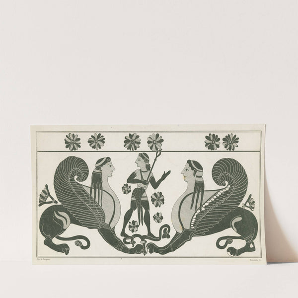 A youthful Hermes stands on a plant between two crouching sphinxes (1844-1861) by Alexis Louis Pierre Housselin