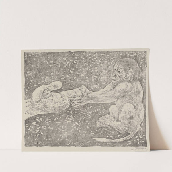 Aap die een toegestoken hand pakt by Theo van Hoytema