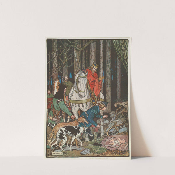 Abandoned in the woods, Valentine is discovered by the king's hunting party by Henry Matthew Brock