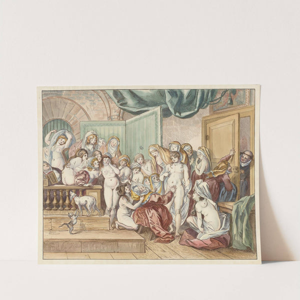 Abdes discovers a young man among her undressed nuns (1800) by Johann Heinrich Ramberg