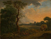 Abendlandschaft mit Heuwagen