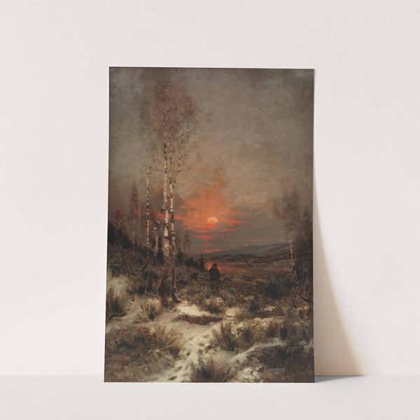 Abendliche Winterlandschaft mit einem Jäger by Ludwig Lanckow