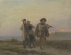 Abendlicher Spaziergang, Geiger und Bauernpaar auf den Feldern