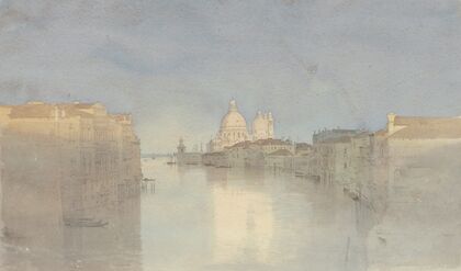 Abendstimmung am Canale grande, im Hintergrund S. Maria della Salute