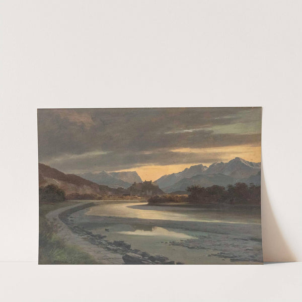 Abendstimmung in Salzburg vom Salzachufer bei Bergheim by Franz Kulstrunk