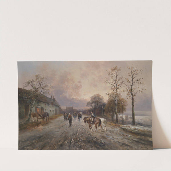 Abendstimmung über einer Dorflandschaft by Emil Barbarini