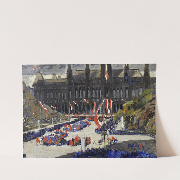 Abmarsch zur Auflösung der Gruppen vor dem Rathaus anlässlich der Zehnjahrfeier des Bestandes der Republik (1928) by Rudolf Hafner