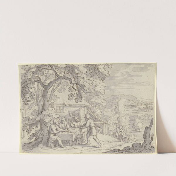 Abraham bewirtet die drei Engel unter einem Baum vor seinem Haus (ca 1625) by Matthäus Merian the elder