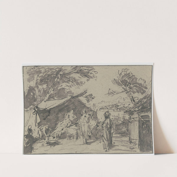 Abraham bewirtet die drei Engel vor seinem Haus by Jacob de Wit