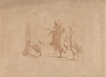 Abraham kneels before the angels (1844)