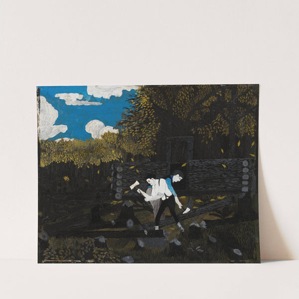 Abraham Lincoln and His Father Building Their Cabin on Pigeon Creek by Horace Pippin