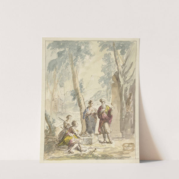 Abraham ontvangt de drie engelen by Elias van Nijmegen