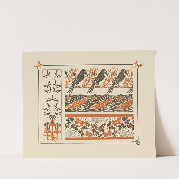 Abstract design based on birds, fish, butterflies, dragonflies by Maurice Pillard Verneuil