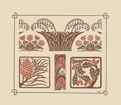 Abstract design based on flowers and pinecones
