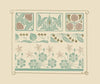 Abstract design based on leaf, clover, berry shapes.