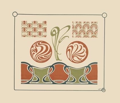 Abstract design based on organic shapes and arabesques.