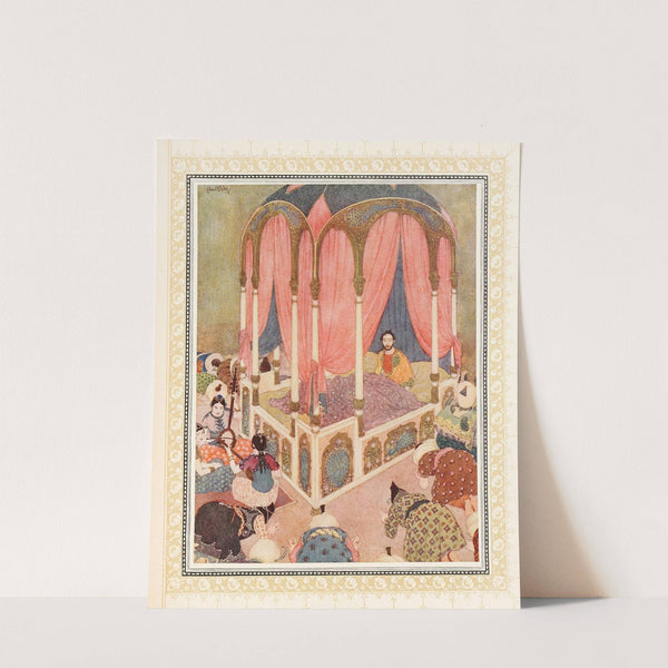 Abu-l-Hasan awakens in the bed of the Khalifeh (1914) by Edmund Dulac