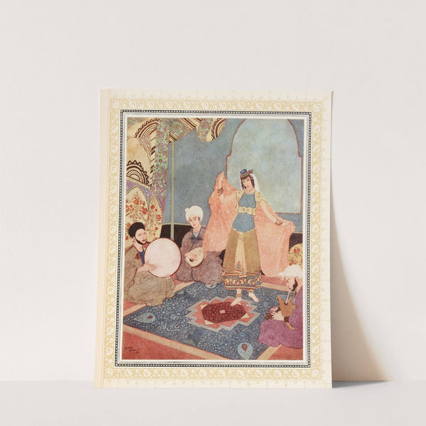 Abu-l-Hasan entertains the strangers with dancing and music (1914) by Edmund Dulac