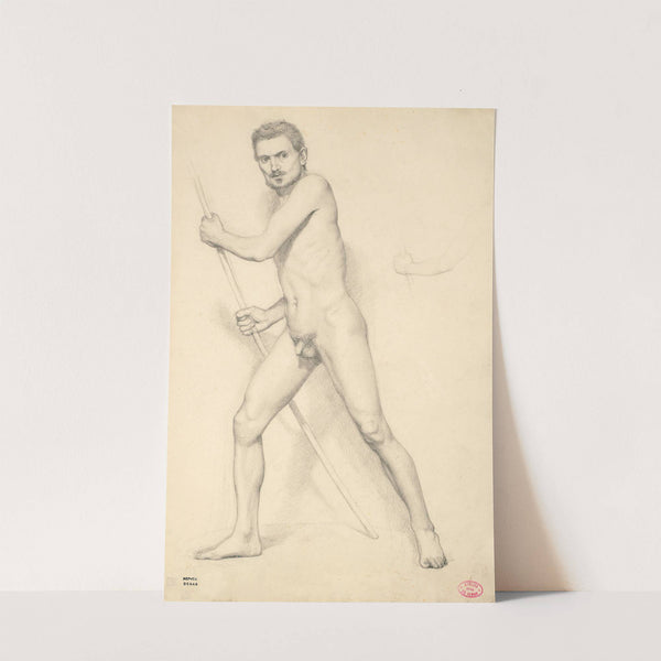 Académie d’homme tenant un bâton by Edgar Degas