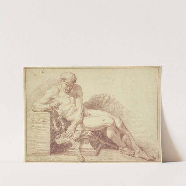 Academy study; Seated nude with a sword (1722) by Bernard Picart