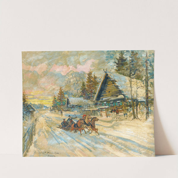 Accordéoniste dans un traineau by Konstantin Alexeevich Korovin