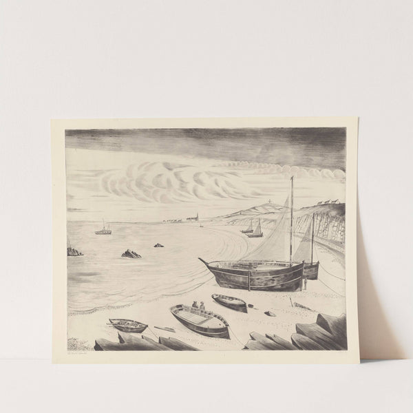 Acht afgemeerde schepen op een strand (1929) by Lodewijk Schelfhout