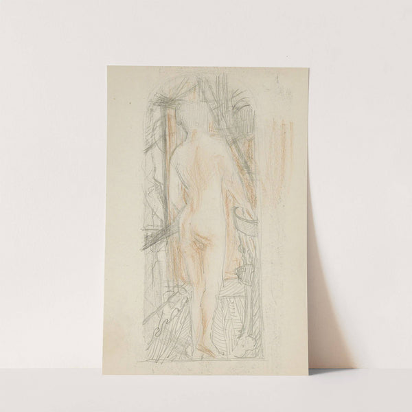 Achterzijde van een staande naakte vrouw by Reijer Stolk