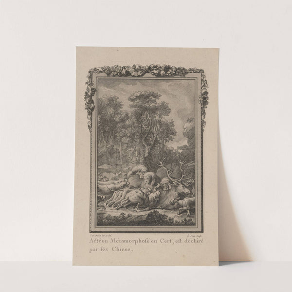 Acteon transforms into a stag, and is devoured by his dogs (1769) by Jean Jacques Le Veau